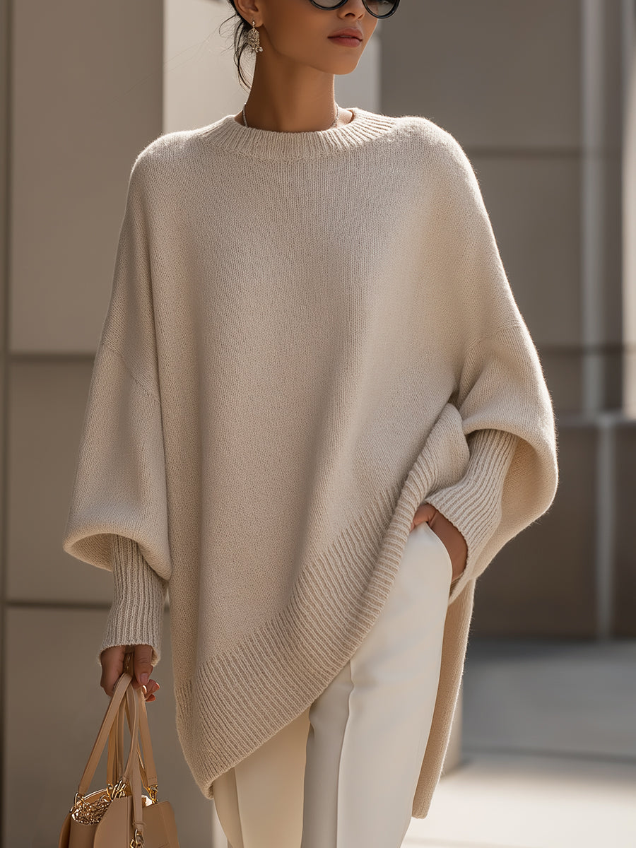 Draped Oversized Wide-Neck Sweater