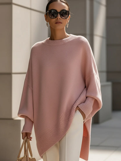 Draped Oversized Wide-Neck Sweater