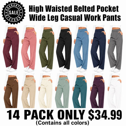 Fall Big Sale!High Waisted Side Pocket Straight Leg Work Pants