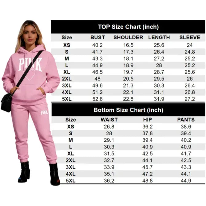 Women's Pink Heart Print Tracksuit