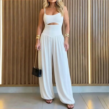 Women's Backless Cut-Out Cami Jumpsuit with Pockets