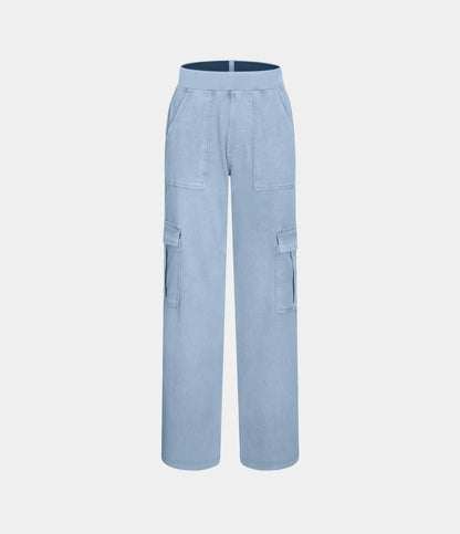 Mid Rise Multi Pockets Straight Leg Stretch Casual Cargo Jeans
