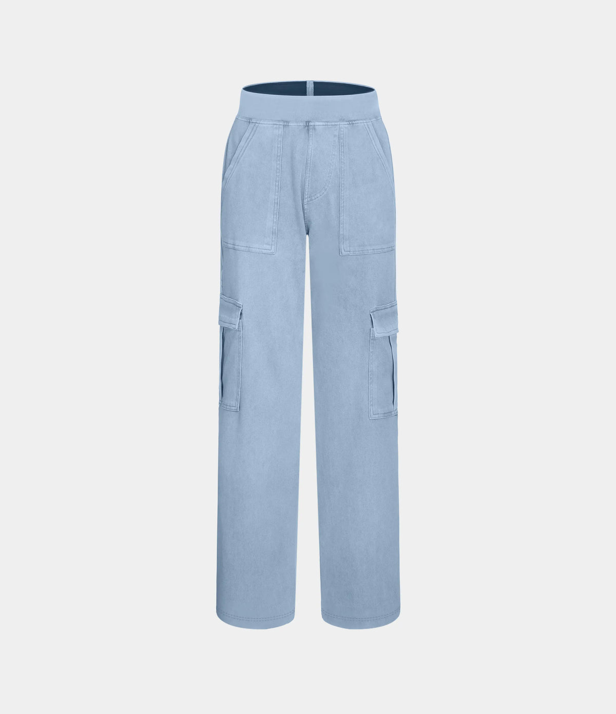 Mid Rise Multi Pockets Straight Leg Stretch Casual Cargo Jeans