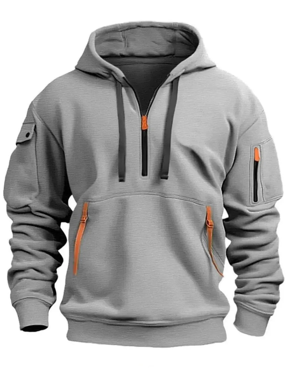 Men's autumn&winter hooded fashion sweatshirt with multiple pockets