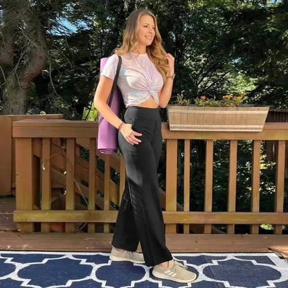 💚Women's High-Waist Wide Leg Pants – Business Casual Yoga Dress Pants with Pockets