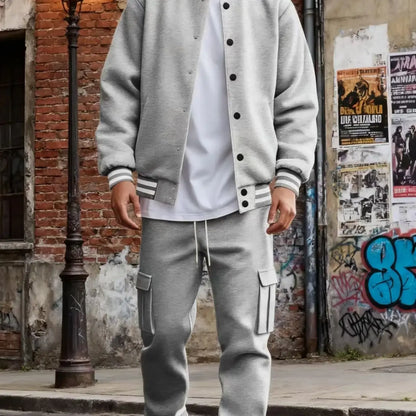 Men's Baseball Jacket and Cargo Pants Set