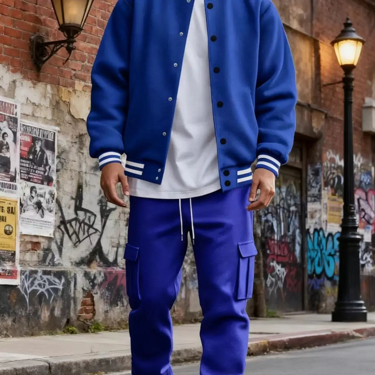 Men's Baseball Jacket and Cargo Pants Set