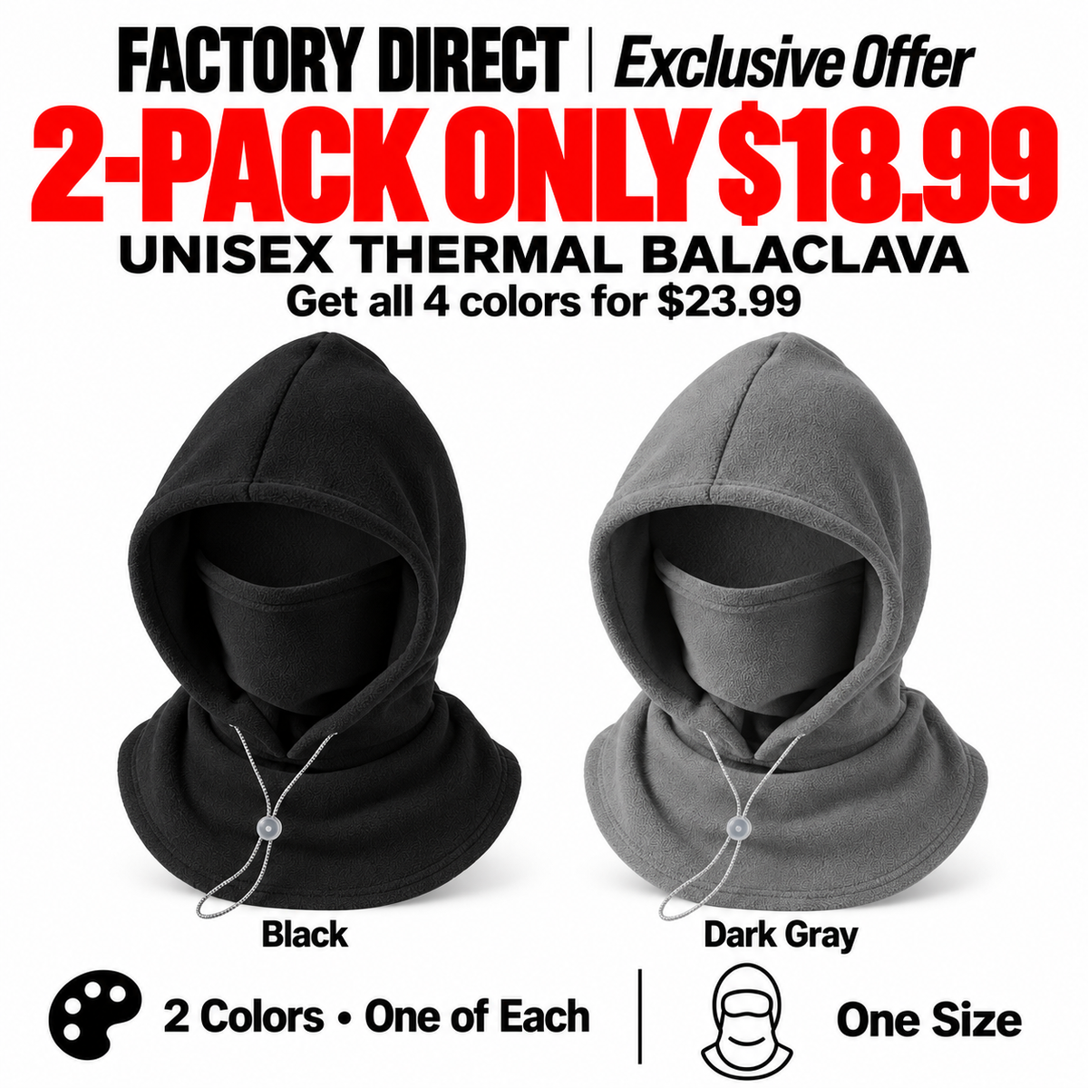 ⏳LAST DAY SALE ONLY $9.99!!✨Thermal Balaclava Face Mask with Drawstring