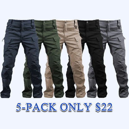 Men's Lightweight Straight Leg Cargo Pants Durable Casual Outdoor Pants with Zipper Pockets