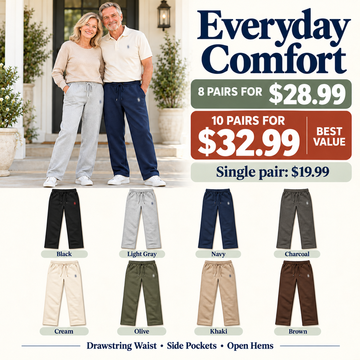 🍂 Unisex Classic Straight-Leg Sweatpants with Pockets 🔥 Everyday Comfort | Clearance Bundle Deal