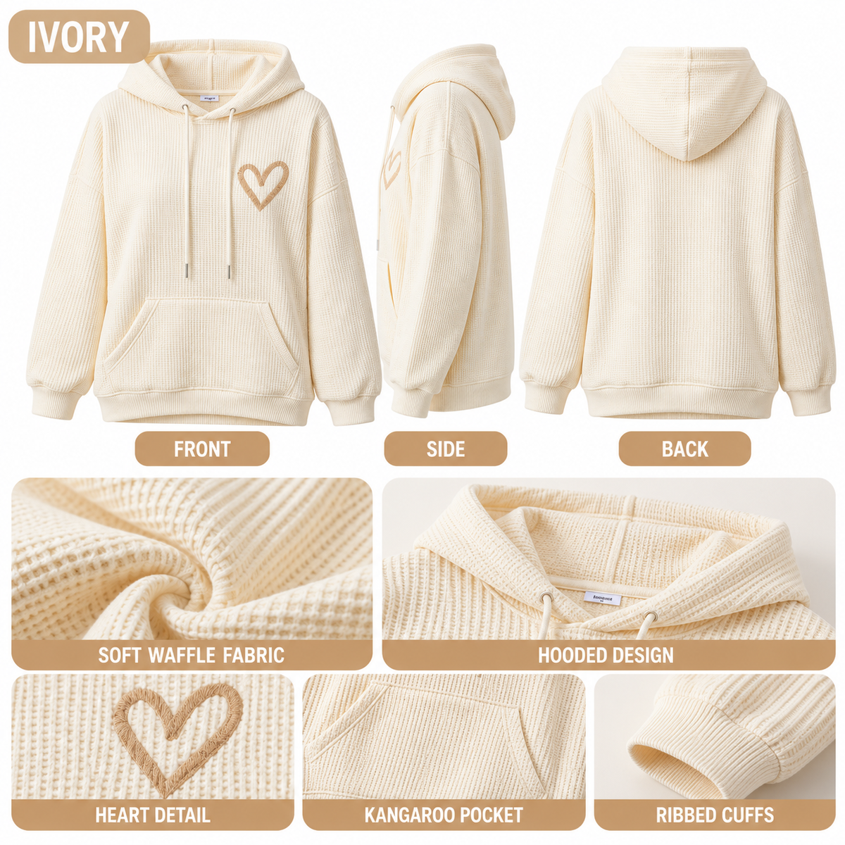 🏭 FACTORY LIMITED-TIME SALE ⚡ FINAL SALE – 6 FOR $24.99! WOMEN'S Cozy Waffle Knit Hoodies