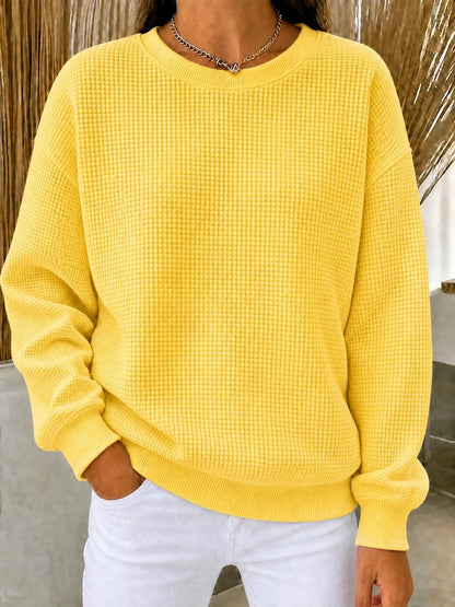 🔥 Damen Waffelstrick-Sweatshirt – Locker & Bequem
