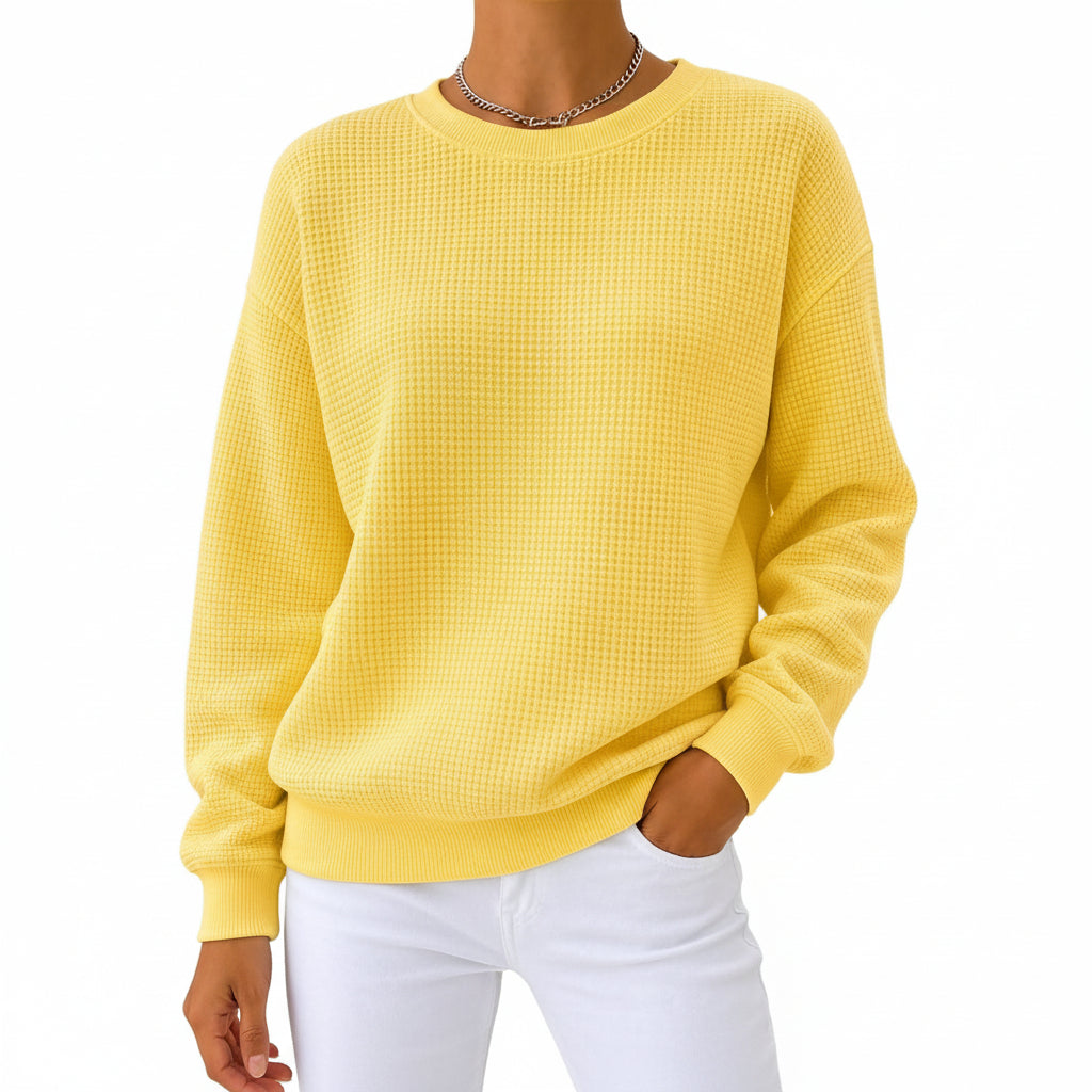 CLEARANCE SALE🔥Women's Waffle Knit Crewneck Sweatshirt
