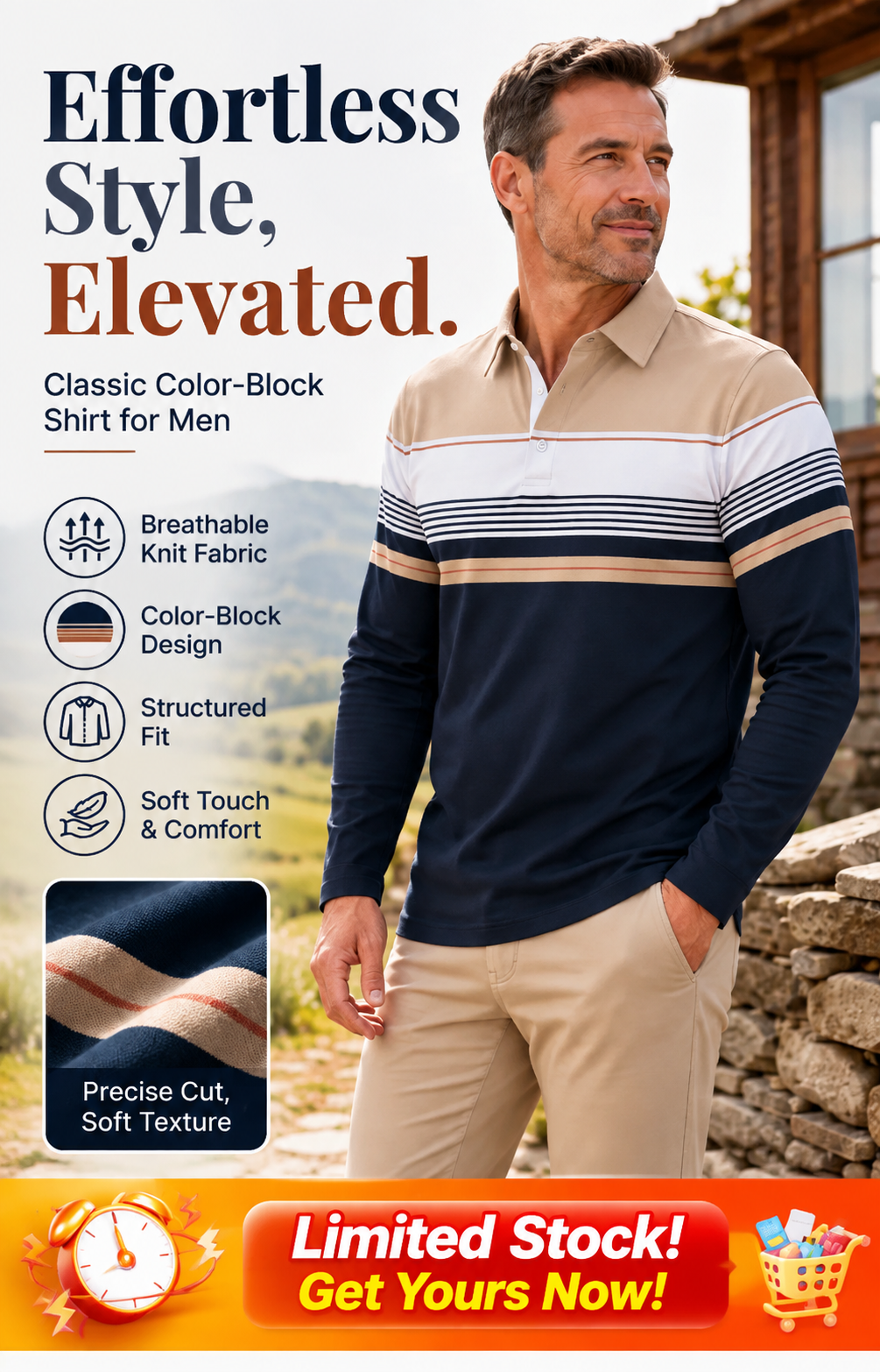 📢🎉50% off!!!🛍️✨Classic color-blocked striped top for men