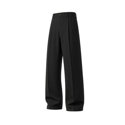 Men's cool‑touch fabric Business Casual Pants - High Waist, Loose Fit, Drapey Pleated Straight-Leg