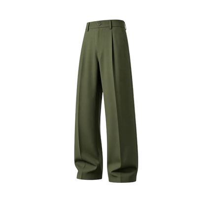 Men's cool‑touch fabric Business Casual Pants - High Waist, Loose Fit, Drapey Pleated Straight-Leg