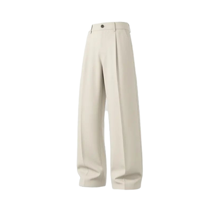 Men's cool‑touch fabric Business Casual Pants - High Waist, Loose Fit, Drapey Pleated Straight-Leg