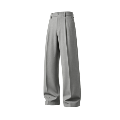 Men's cool‑touch fabric Business Casual Pants - High Waist, Loose Fit, Drapey Pleated Straight-Leg