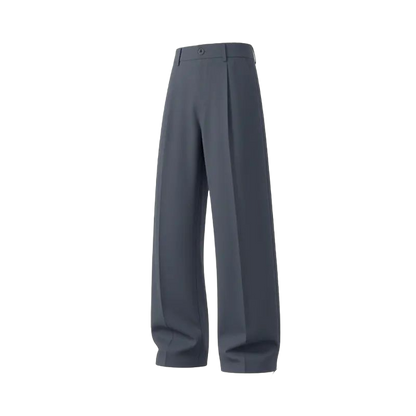 Men's cool‑touch fabric Business Casual Pants - High Waist, Loose Fit, Drapey Pleated Straight-Leg