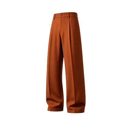 Men's cool‑touch fabric Business Casual Pants - High Waist, Loose Fit, Drapey Pleated Straight-Leg