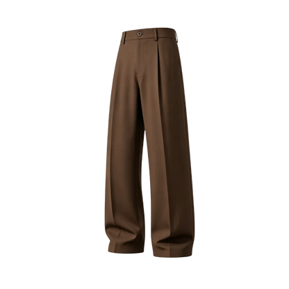 Men's cool‑touch fabric Business Casual Pants - High Waist, Loose Fit, Drapey Pleated Straight-Leg
