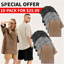 Men's Plus Size 100% Cotton Acid Wash Oversized Heavyweight Vintage T-Shirt