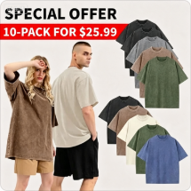 Men's Plus Size 100% Cotton Acid Wash Oversized Heavyweight Vintage T-Shirt