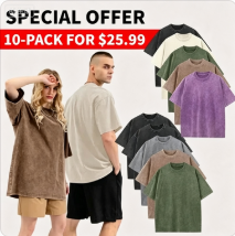 Men's Plus Size 100% Cotton Acid Wash Oversized Heavyweight Vintage T-Shirt