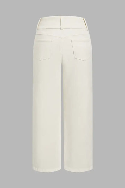 🔥 6 FOR ONLY $29.99! Asymmetrical Button Fly Mid-Waist Straight Leg Pants – Limited-Time Clearance Deal