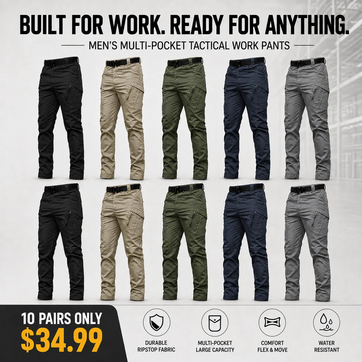 Men's Multi-Pocket Tactical Work Pants