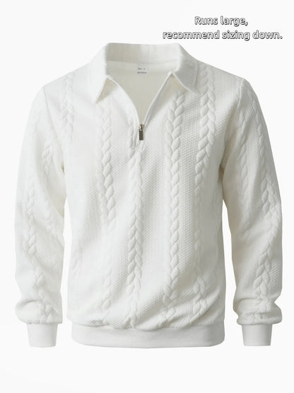 Men's Outfits Knitted Polo Neck Long Sleeve Fitted Knitwear Sweatshirt