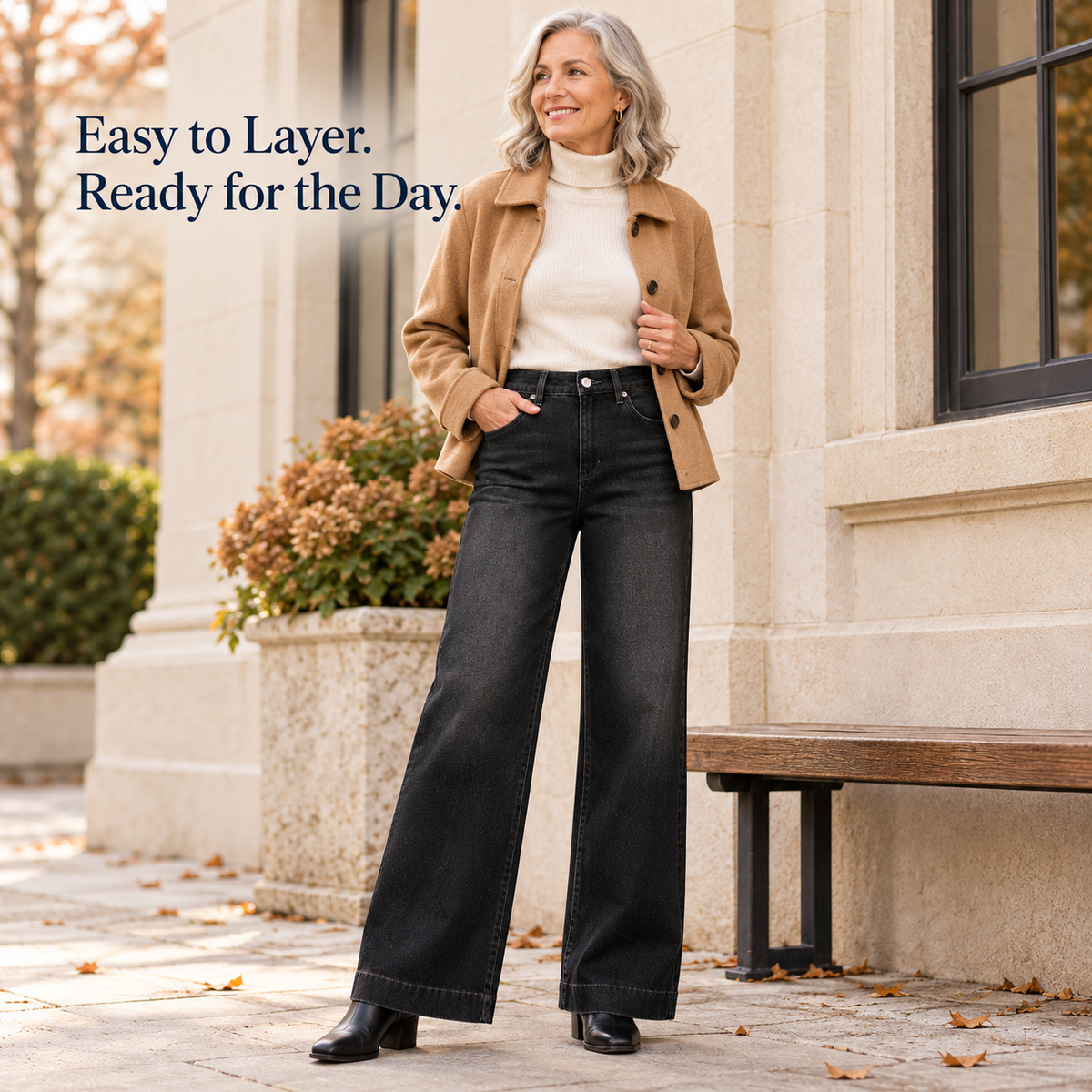 Women's Fleece-Lined Wide-Leg Jeans