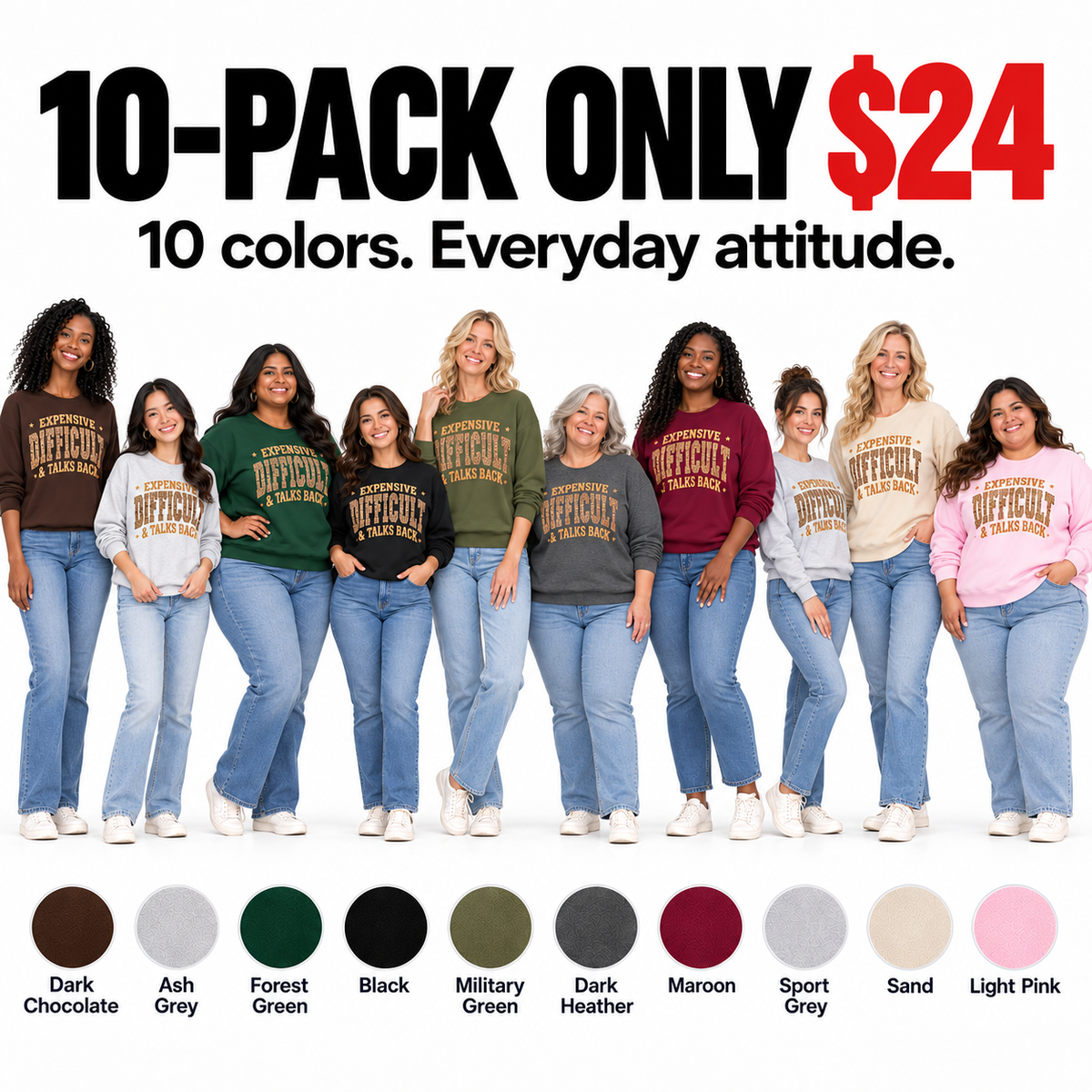 10-PACK ONLY $2410 colors. ---✨ Everyday Leopard Graphic Sweatshirt