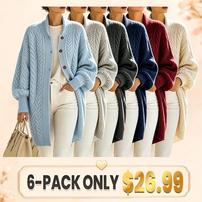 Chic Cozy Oversized Cable-knit Wool Blend Cardigan