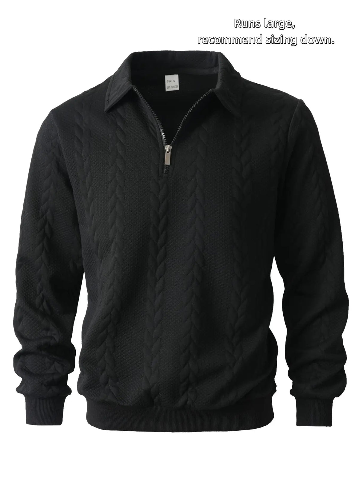 Men's Outfits Knitted Polo Neck Long Sleeve Fitted Knitwear Sweatshirt
