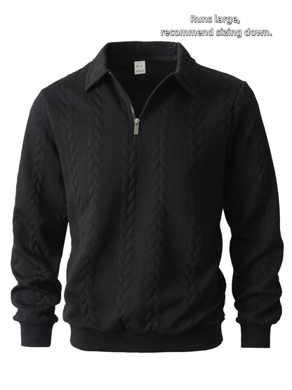 Men's Outfits Knitted Polo Neck Long Sleeve Fitted Knitwear Sweatshirt