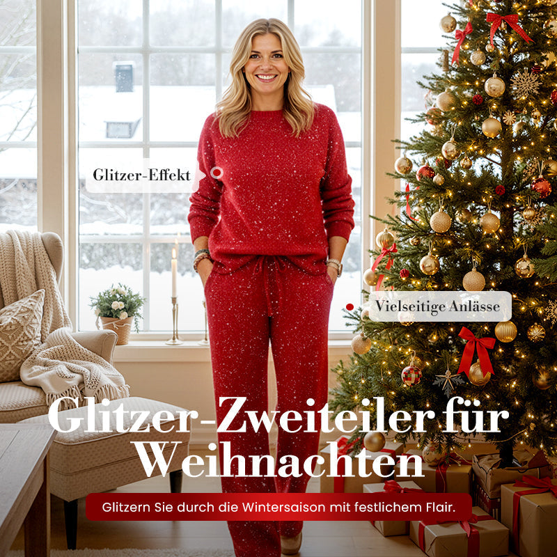 ⏳ Weihnachts-Sonderaktion: 50 % Rabatt! ⏰ Damen-Glitzer-Weihnachts-Zweiteiler: Sweatshirt & Hose