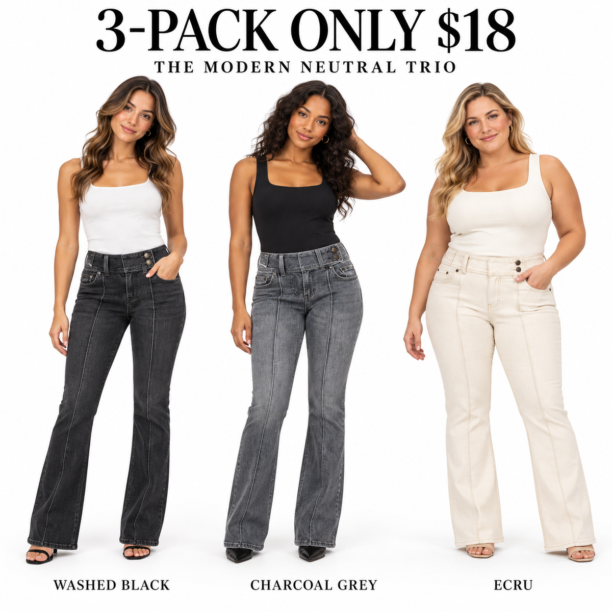 6-PACK ONLY $24---- Everyday Stretch Flare Jeans