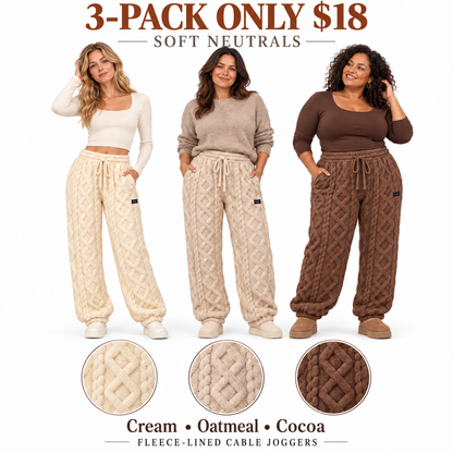 6-PACK ONLY $24---Cozy Cable Fleece-Lined Joggers