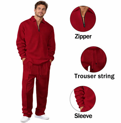 Men's basic casual sweatshirt and sweatpants two-piece set