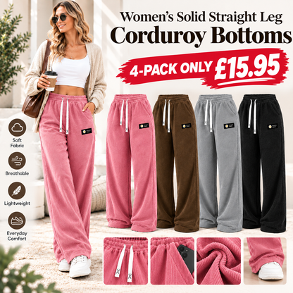 🔥LAST DAY SALEWomen's Solid Straight Leg Corduroy Bottoms-100% Cotton