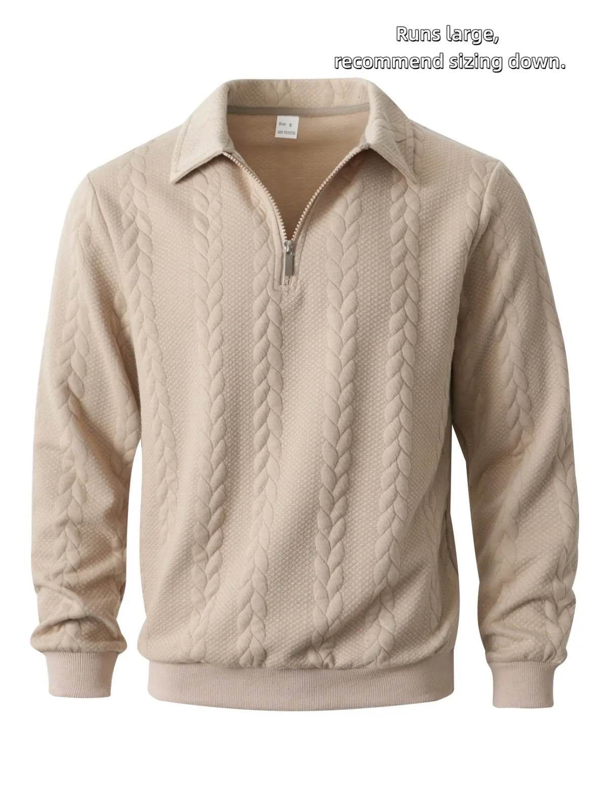 Men's Outfits Knitted Polo Neck Long Sleeve Fitted Knitwear Sweatshirt
