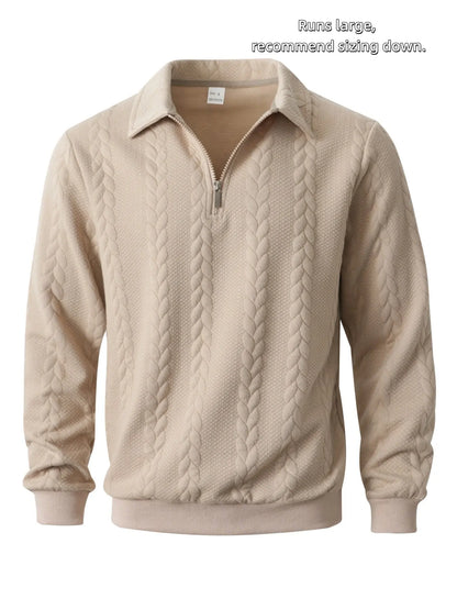 Men's Outfits Knitted Polo Neck Long Sleeve Fitted Knitwear Sweatshirt