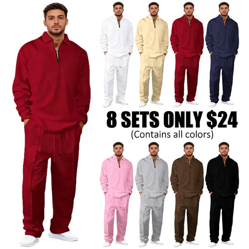 Men's basic casual sweatshirt and sweatpants two-piece set
