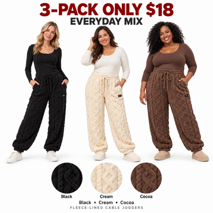 6-PACK ONLY $24---Cozy Cable Fleece-Lined Joggers