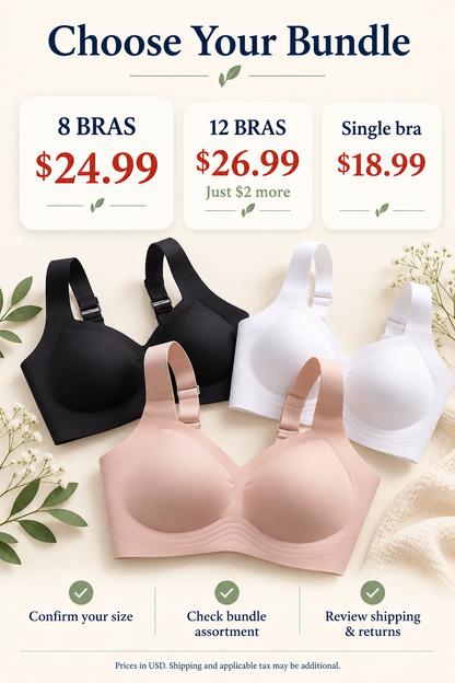 🌸 Women's V-Neck Bras in Solid Colors & Prints 🔥 Everyday Comfort | Clearance Bundle Deal