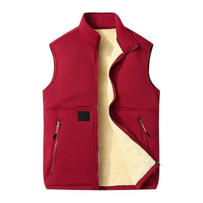 Men's Fleece Lined Winter Vest with Full Zip and Zippered Pockets