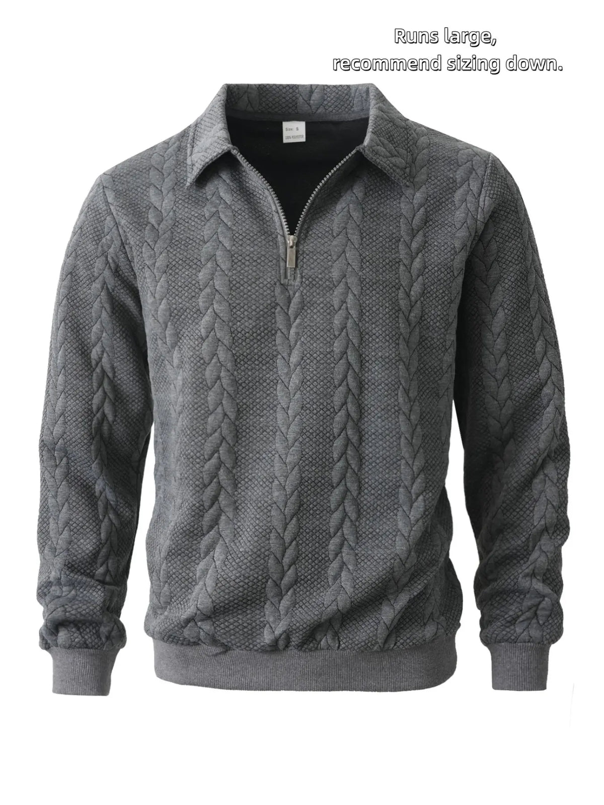 Men's Outfits Knitted Polo Neck Long Sleeve Fitted Knitwear Sweatshirt