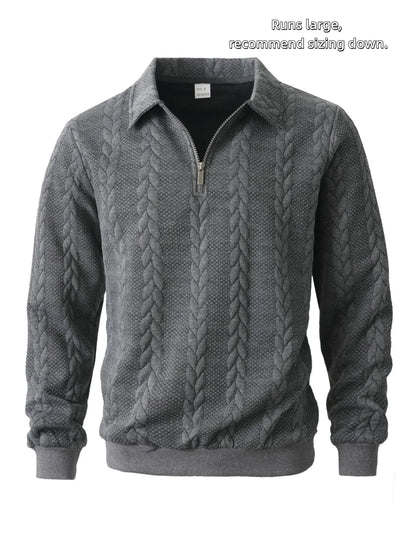 Men's Outfits Knitted Polo Neck Long Sleeve Fitted Knitwear Sweatshirt
