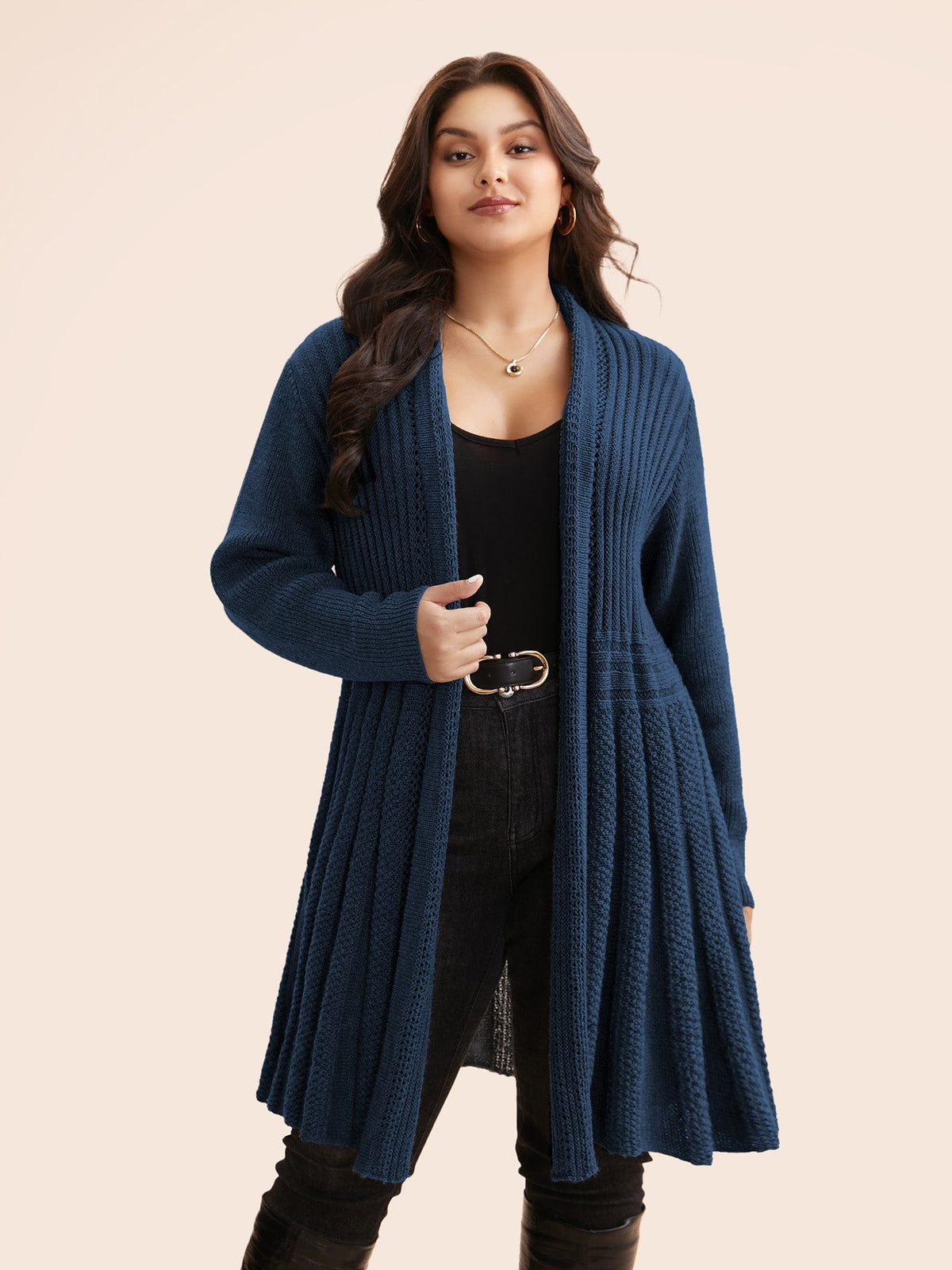 🔥 MAJOR SALE-Women's Textured Long Cardigan – Relaxed Kimono-Style Open Front Sweater